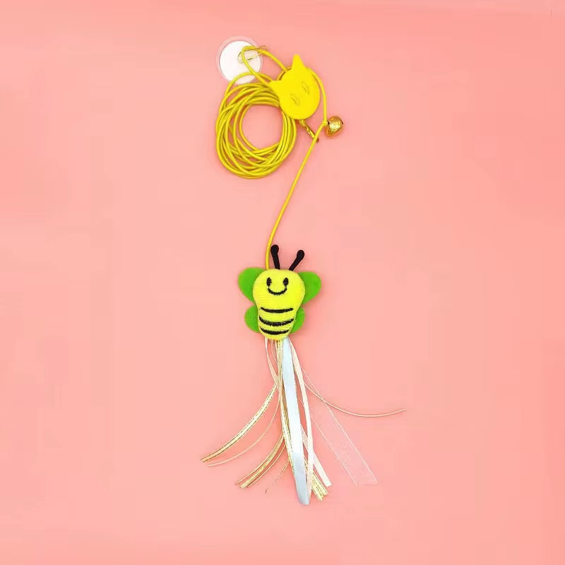 Pet Cat Toys Funny Stick Kitten Self -Hi Elastic Rope Dragonfly Shape Feather Bell Teasing Stick Hanging Swing Thousands