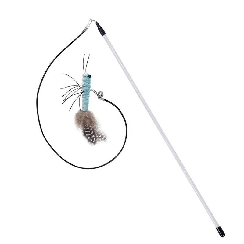 Teasing Cat Stick Head with or without Wire Stick Dragonfly Feather Cat Supplies Interactive Fun Pet Cat Toy Accessories