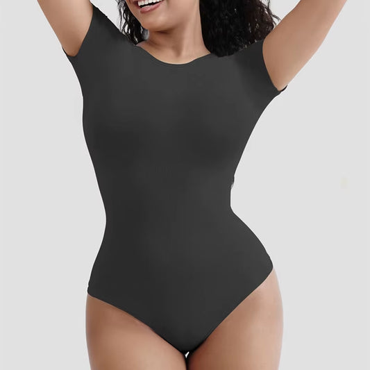 Dimmkof Seamless Shapers Crewneck Bodysuit Thong Shapewear Compress Long Sleeve Comfy Stretchy Compression Body Shaper Women